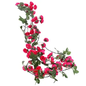 Artificial rose flower vine garland for home wedding decoration fake plants pink color