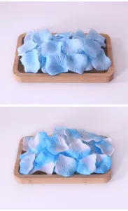Künstliche Rosenblüten Detailansicht, blaue Stoffblüten für Hochzeitsfeier Antrag Deko