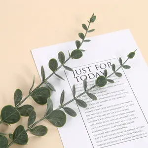 Artificial eucalyptus leaves green plant branch fake frosted plant for home decor
