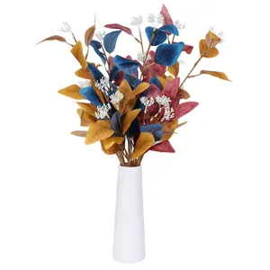 Bouquet de fausses feuilles d'eucalyptus plante artificielle déco mariage vase blanc