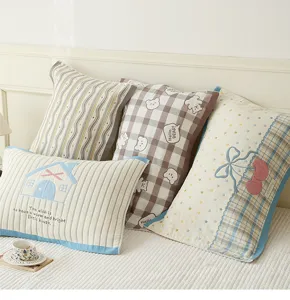 Soft cotton gauze pillow towel set, breathable and cozy home bedding pillow cover for adults.