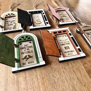 Wooden Christmas tree hanging ornaments fairy door holiday home decor gift items