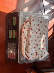 Corduroy strawberry print pencil case double layer portable stationery cosmetic pouch storage bag