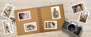DIY kraft paper photo album with metal ring binder for baby, wedding and family memory book.