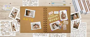 DIY brown kraft paper scrapbook photo album with ring binding and photo memories display