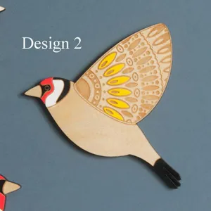 Wooden flying bird wall hanging decor detail shot, 3mm thick laser cut wood craft design 2.