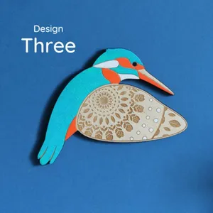 Wooden kingfisher wall art hanging decor laser cut craft home bedroom decoration 3pcs set