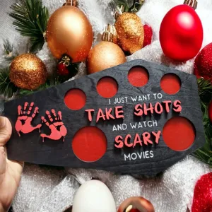 Halloween eng shot tray houten doodskist serveerplateau griezelig feest decoratie