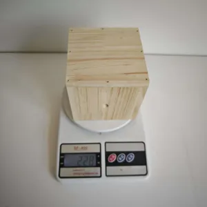 Wooden carpenter bee trap detail view, showing sturdy wood construction and lightweight.