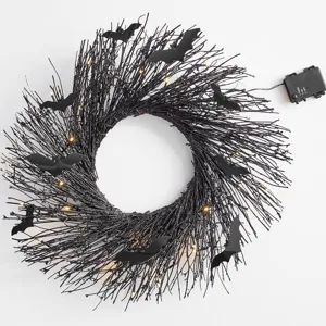 Halloween Nero Pipistrello Luminoso Corona Sospesa Decorazione Luci LED Festa Parete Decorazione