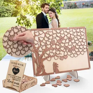 Holz Hochzeit Gästebuch Alternative Herz Fotorahmen Box für Party Dekoration.