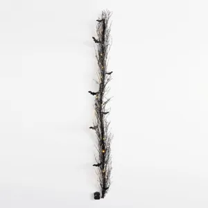 Ghirlanda di Rami Luminosi Pipistrello Nero di Halloween Decorazione da Parete con LED
