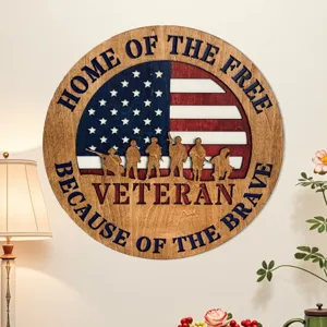 American flag wooden hanging plaque sign patriotic veteran decor wall ornament gift 30cm