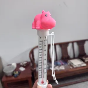 Roze nijlpaard zwembad thermometer drijvende watertemperatuurmeter voor baby bad en zwembad