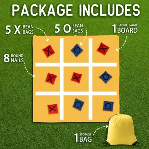 Outdoor bean bag throwing game set with fabric board and storage bag for family fun.