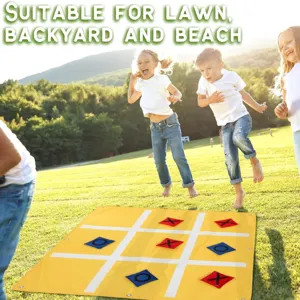 Outdoor Tic-Tac-Toe Bean Bag Toss Game Mat Lawn Backyard Interactive Toy for Kids