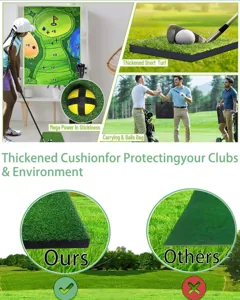 Casual golf game set with thickened turf mat, hanging target, and carrying bag for training.