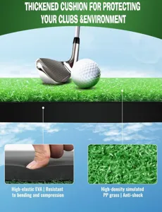 Golf hitting mat with high density PP grass and thick EVA cushion for golf training practice.