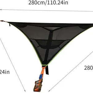 Amaca triangolare portatile per più persone, rete resistente per campeggio all'aperto.