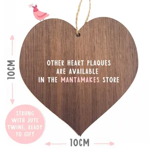 Wooden heart plaque for Mothers Day gift hanging decor, rustic rustic wooden sign with jute twine.