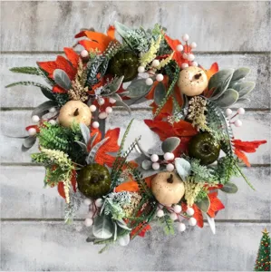 Autumn Halloween Christmas Pumpkin Maple Leaf Wreath Door Hanging Holiday Decoration