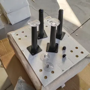 Replacement metal furniture legs set, black conical table or pet stool legs with mounting parts.