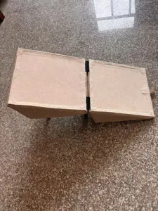 Detailed view of 2-in-1 folding pet ramp and stairs, beige fabric for dogs and cats.