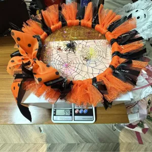 Ghirlanda di Halloween classica tulle arancione nero ragnatela decorazione festa