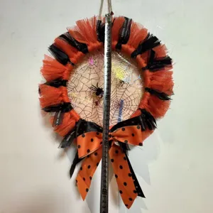 Ghirlanda Halloween arancione nera rete ragnatela festa parete porta decorazione taglia display