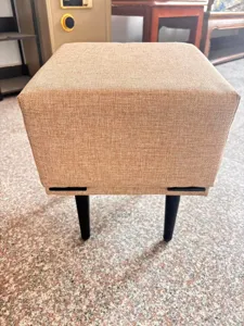 Square fabric pet stool and climbing step for cats and dogs, versatile home furniture.