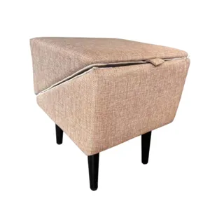 Split 2-in-1 pet stairs and stool for small dogs and cats, beige fabric upholstery.