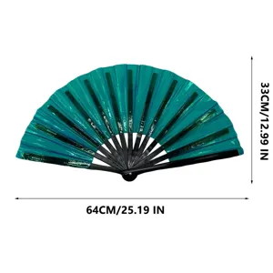 Detailed dimension view of the colorful folding kung fu dance fan with clear size measurements.
