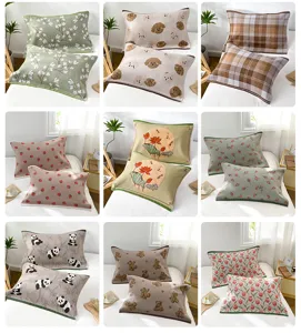 Breathable cotton woven pillow towels for home students and couples, multi-pattern designs.