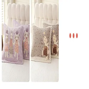 Cartoon cotton pillow towel soft gauze couple pillow cover cute bedding home daily use