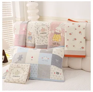 High density fine yarn pillow towel cute cartoon children cotton bedding cover soft breathable