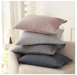 Pure cotton gauze checkered pillowcase, snap button minimalist style for home 4-season use.
