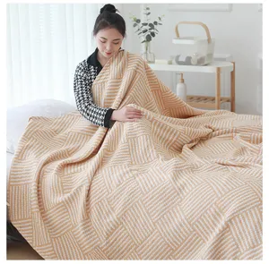Katoenen gaas deken zomiskoelbedsprei geometrisch patroon plaid voor bed enkel dubbel
