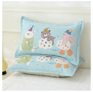 Cute cartoon cotton gauze children pillowcase, breathable and sweat-absorbing kids dorm bedding.