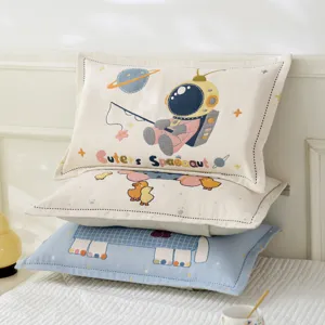 Cartoon cotton gauze children pillowcase breathable sweat absorbent student dorm pillow cover