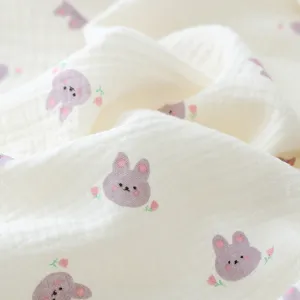 Couverture d'emmaillotage en gaze de coton bébé avec joli motif de lapin serviette de bain