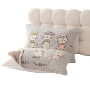 Soft cotton gauze cartoon pillowcase couple cute anime pillow towel for all seasons home