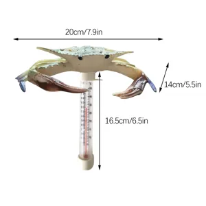 Termometro d'acqua a forma di granchio carino per piscina, termometro galleggiante con scala.
