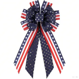 Fiocco decorativo gigante patriottico rosso bianco blu con stelle per festa nazionale