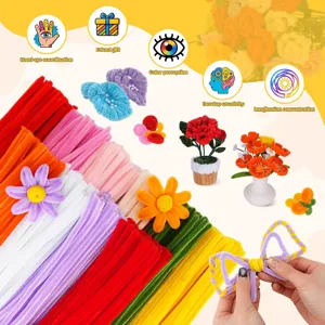 Kit fai da te scovolini puliscitubi colorati, steli ciniglia soffici per fiori artigianali e arte.