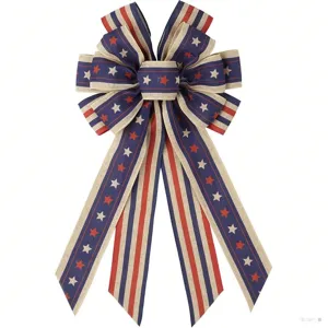 Fiocco decorativo patriottico rosso bianco e blu con stelle e strisce per feste di oggi.