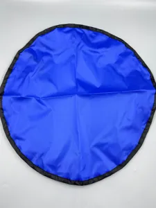 Large waterproof outdoor beach toy storage bag detail, portable round drawstring mat.