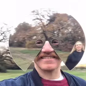 Divertente maschera per il viso a specchio per fotografia all'aperto selfie novità.