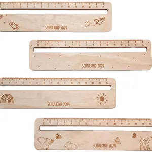 Righello in legno studente cavo cancelleria creativa simpatico inciso regalo scolastico 15cm