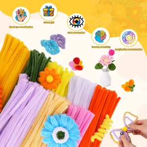Kit fai da te bouquet di fiori scovolini colorati ciniglia per progetti creativi.