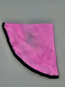 Pink folding toy storage bag detail view, portable waterproof beach play mat fabric.